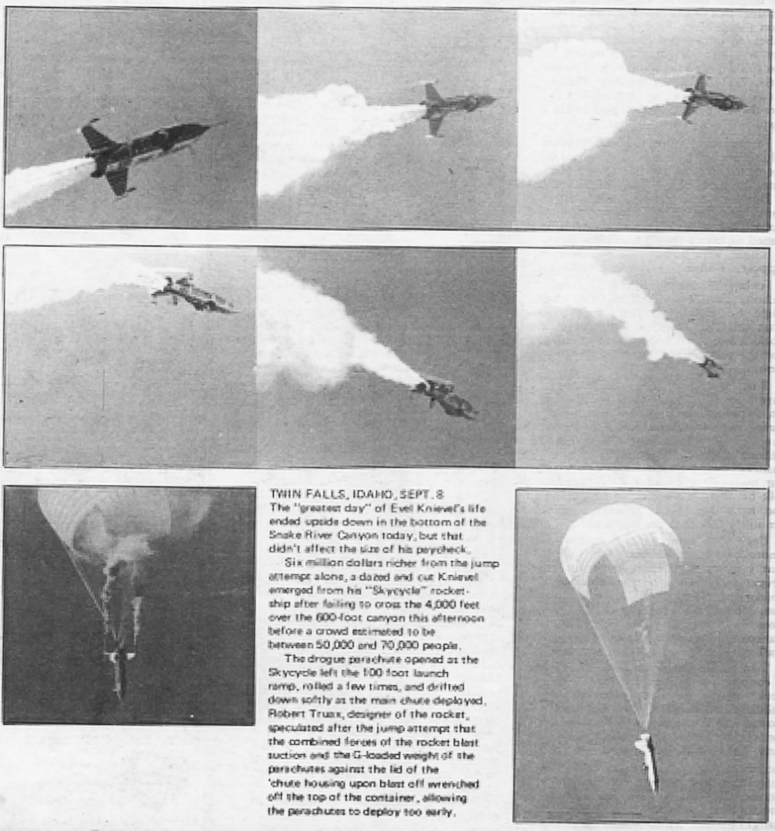 Evel Knievel’s attempt to “jump” the Snake River